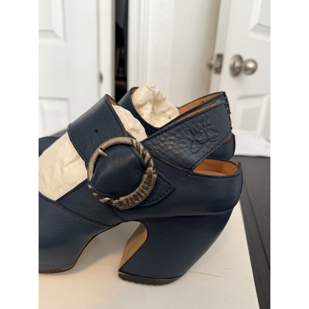 John Fluevog Guide Mary Jane Blue Leather Platform Heels Women’s 8 EUC Box - Picture 6 of 11